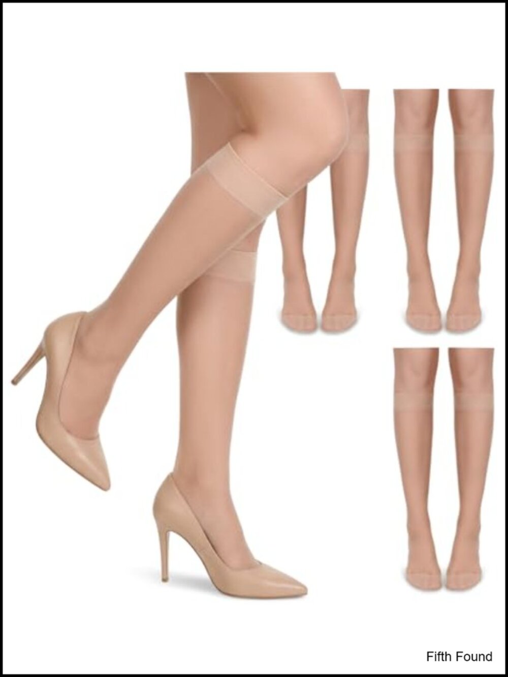 Women's 15D Sheer Nylon Knee High Stockings 3 Pair Pack Calf Socks